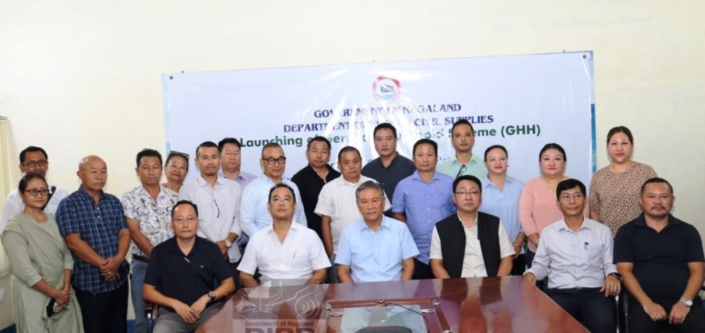 Advisor KT Sukhalu (IAS Retd) with officials and others during the launch of the General Household (GHH) Scheme at the Directorate of Food and Civil Supplies, Dimapur on October 14. (DIPR Photo)